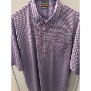FENNEC Mens Plaid Golf Polo Active Wear Performance Shirt SZ XL‎